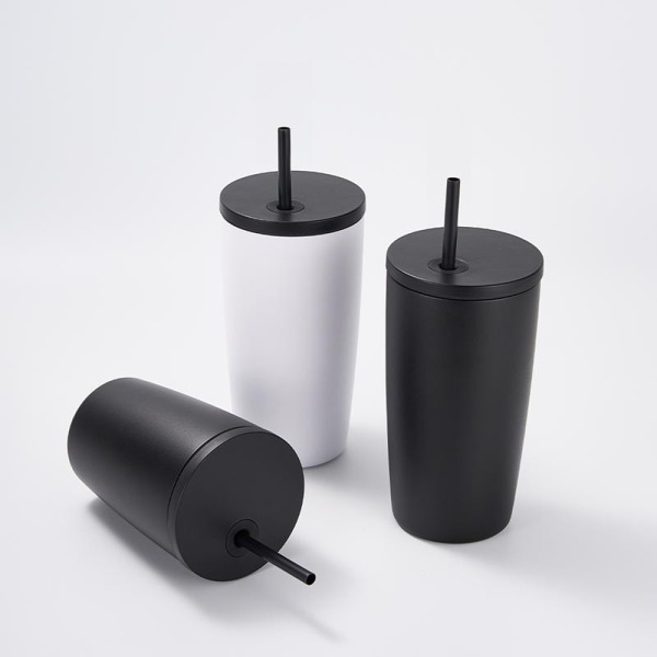 Double-layer Stainless Steel Straw Coffee Cup